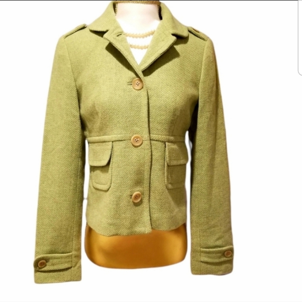 Allen by Allen Schwartz Light Green Wool Blend Blazer